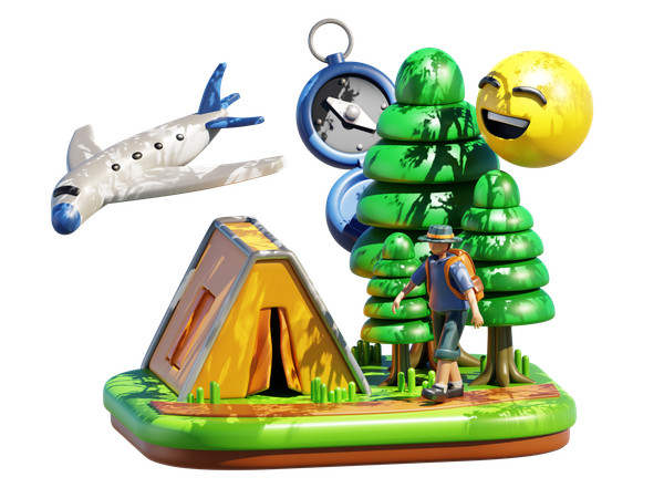 Holiday Camping  3D Illustration