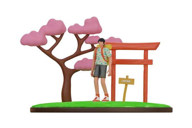 Holiday in Japan  3D Illustration