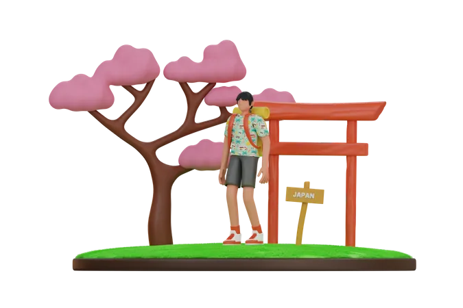 Holiday in Japan 3D Illustration