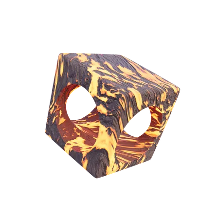 Hollow Cube Lava Rock Abstract Shape  3D Icon