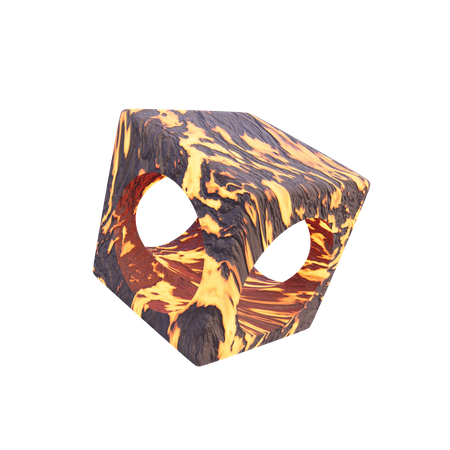 Hollow Cube Lava Rock Abstract Shape  3D Icon