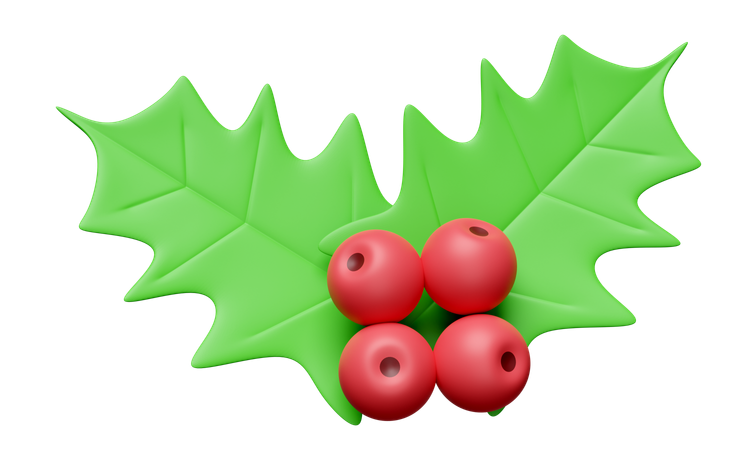 Holly Berry Leaves  3D Illustration