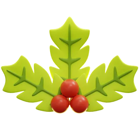 Holly Leaves And Berries  3D Icon