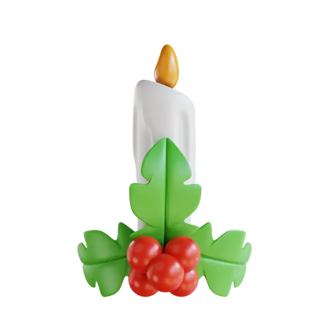 Holly With Candle 3D Icon