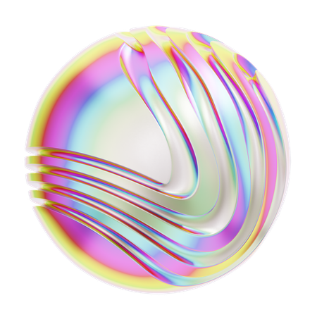 Hologram Geometric Abstract Round  3D Icon
