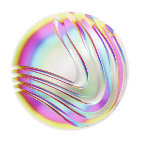 Hologram Geometric Abstract Round  3D Icon