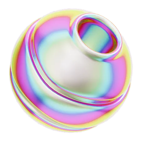 3 D Rendering Hologram Geometric Boolean Round 3D Icon