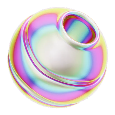 Hologram Geometric Boolean Round  3D Icon