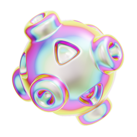 Hologram Geometric Boolean Sphere  3D Icon