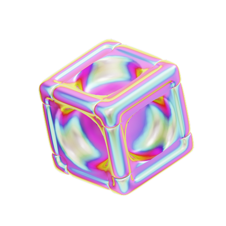 Hologram Geometric Cube Round  3D Icon