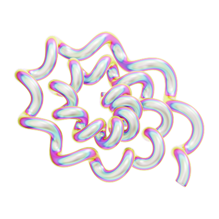 Hologram Geometric Curly Spiral  3D Icon