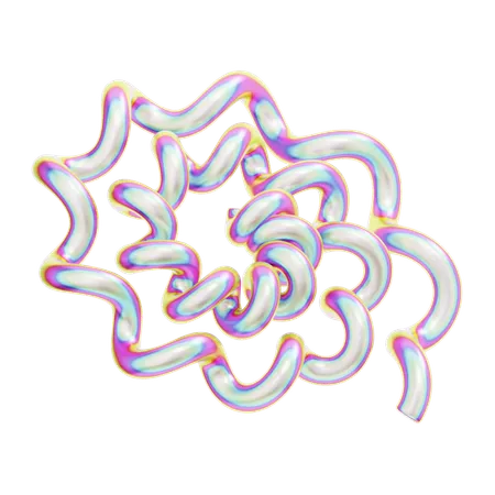 Hologram Geometric Curly Spiral  3D Icon