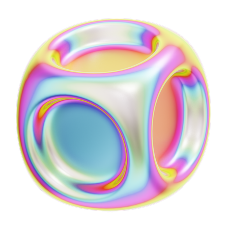 Hologram Geometric Roundcube  3D Icon