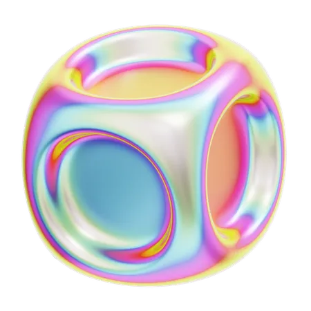 3 D Rendering Hologram Geometric Roundcube 3D Icon