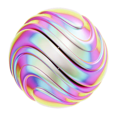 3 D Rendering Hologram Geometric Twist Sphere 3D Icon