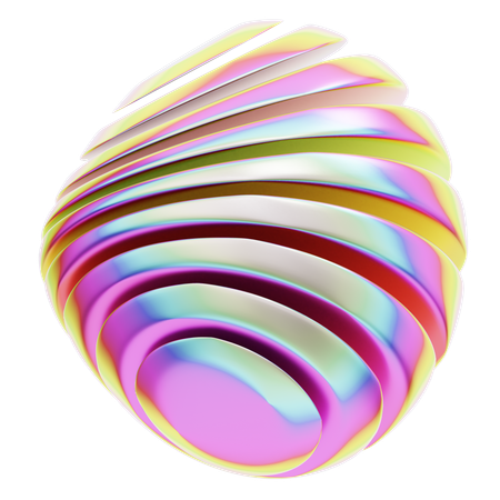 Hologram Geometric Wave Bend Sphere  3D Icon