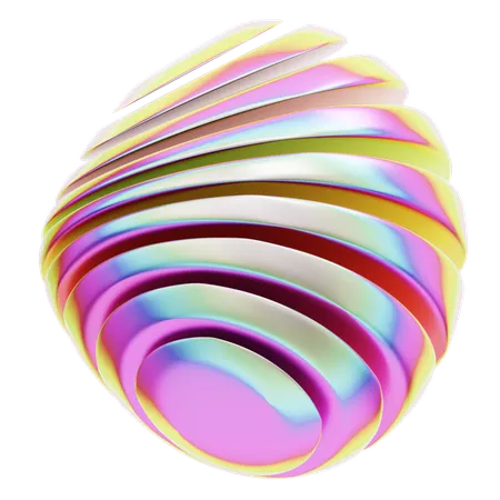 Hologram Geometric Wave Bend Sphere  3D Icon