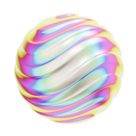 Hologram Geometric Wave Sphere  3D Icon