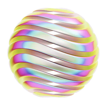 Hologram Geometric Wavy Sphere  3D Icon