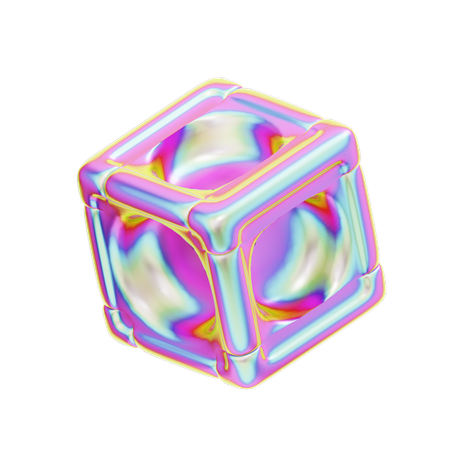 Holograma cubo geométrico redondo  3D Icon