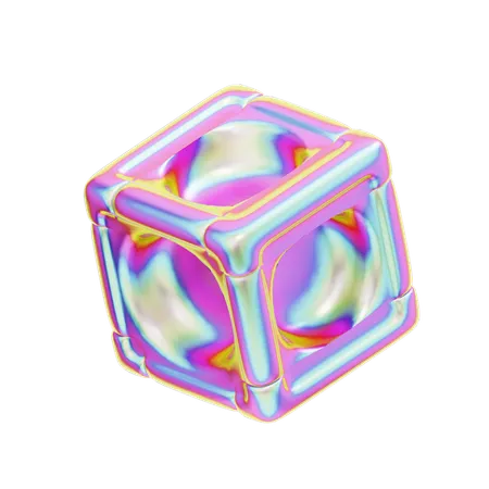 Cube géométrique hologramme rond  3D Icon