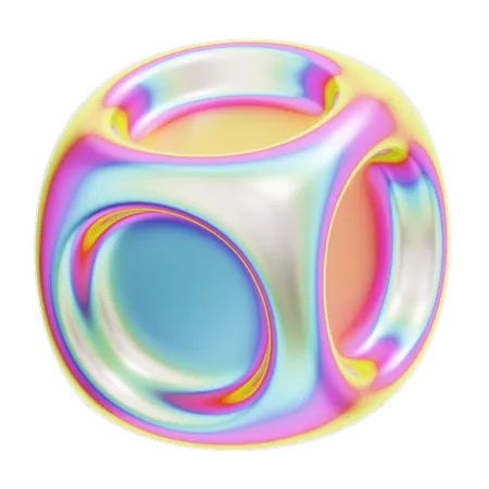 Cube rond géométrique hologramme  3D Icon