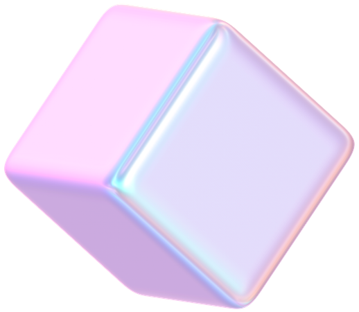 Holographic Glossy Cube  3D Icon