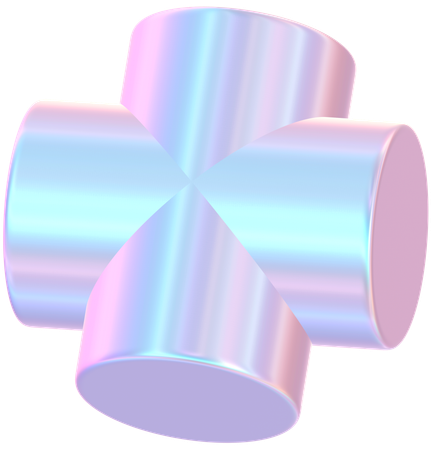 Holographic Plus Sign Glossy Shape  3D Icon
