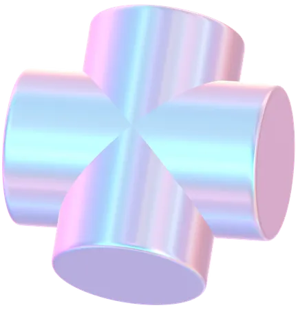 Holographic Plus Sign Glossy Shape  3D Icon