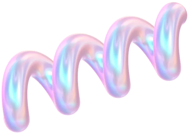 Holographic Spiral Tube Glossy Shape  3D Icon