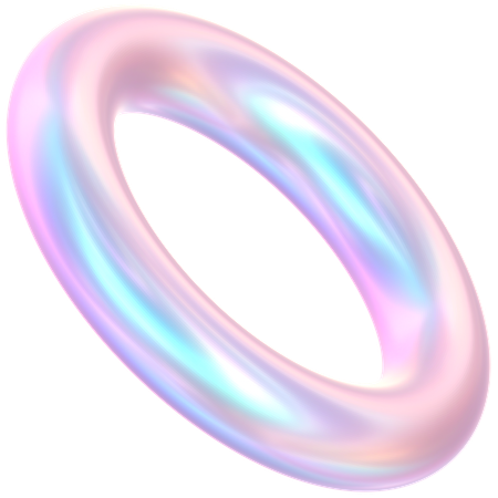 Holographic Twisted Ring Glossy  3D Icon