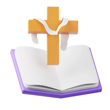 Holy Book Christian Cross  3D Icon