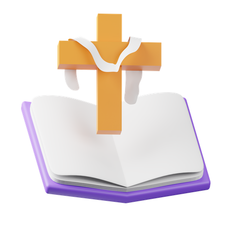 Holy Book Christian Cross  3D Icon