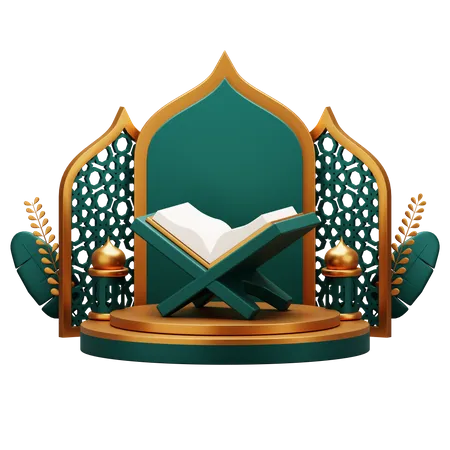 Holy Quran on Podium  3D Illustration