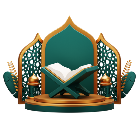 Holy Quran on Podium  3D Illustration