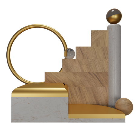 Holzpodest-Display  3D Illustration