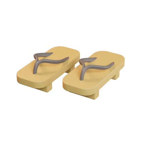 Sandalen aus Holz  3D Icon