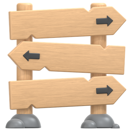 Hölzerner Wegweiser  3D Icon