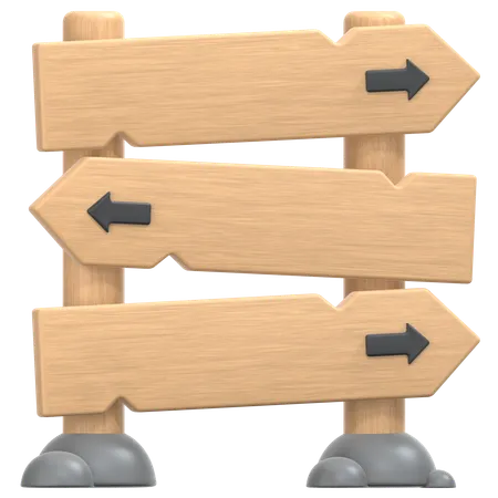 Hölzerner Wegweiser  3D Icon