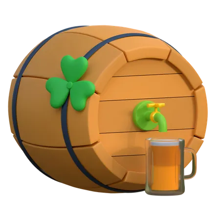 Holzfass Bier Symbol 3 D Illustration Zum Feiertag Des Heiligen Patricks Day 3D Icon