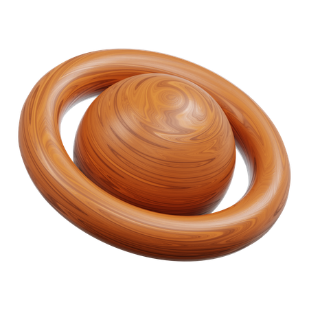 Holzkugel mit saturnähnlichem Ring  3D Icon