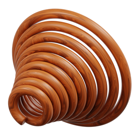 Holzringe in Kegelform, Spiraldesign  3D Icon