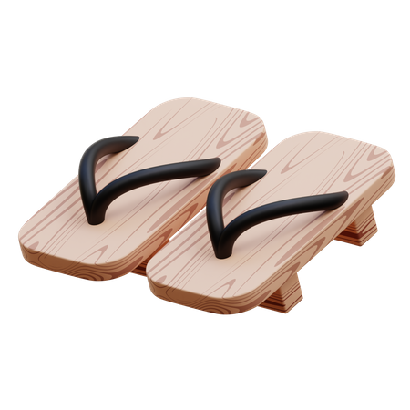 Sandalen aus Holz  3D Icon