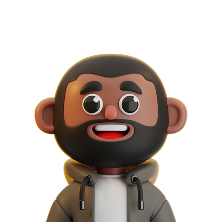 Hombre africano calvo con barba  3D Icon