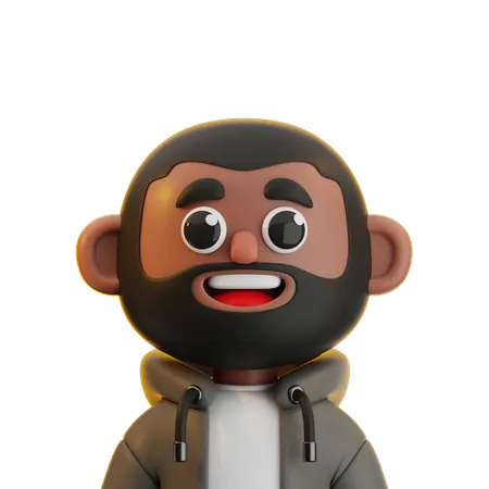 Hombre africano calvo con barba  3D Icon