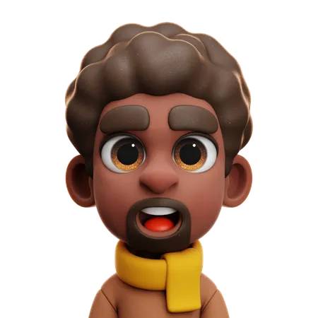 Hombre afro con camisa marrón  3D Icon