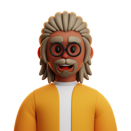 Hombre afro negro con chaqueta  3D Icon