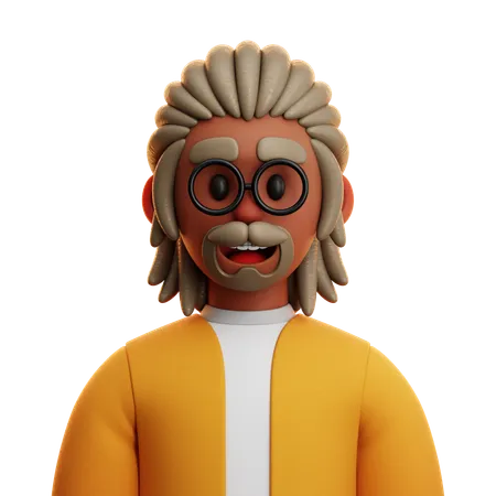 Hombre afro negro con chaqueta  3D Icon