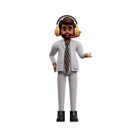 El hombre agente reacciona asombrado  3D Illustration