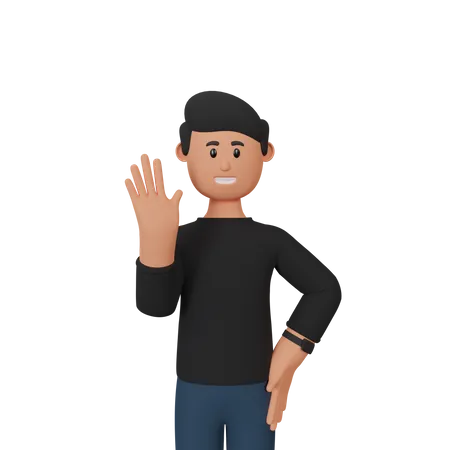 Hombre agitando la mano  3D Illustration